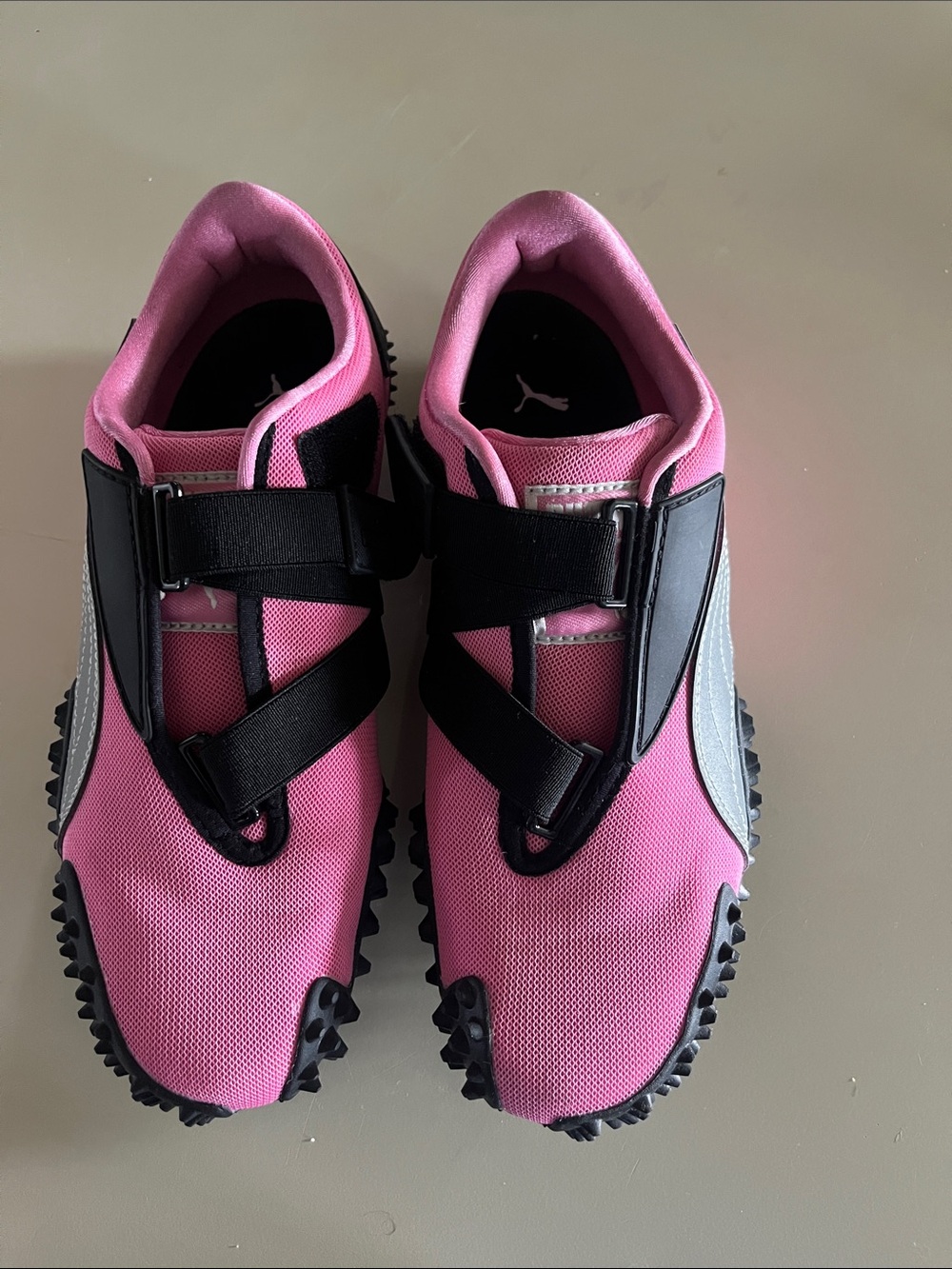 Puma Kids Pink and Black Hook-and-Loop Athletic Sneakers